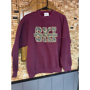 Vintage 90’s Made In USA Canaan Valley Wv SKI Tapestry Embroidered Sweatshirt L